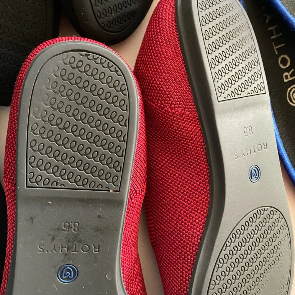 Rothy's Flats in Black, Red, Blue, and Tan - Picture 15 of 16
